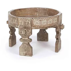 Beistelltisch Yasir aus Mangoholz, handgefertigtes Design, klassisch, natur, rund, Bizzotto