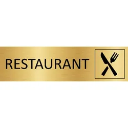 CombiCraft Aluminium Türschild Gold Restaurant 165x45mm mit 3M-Tape