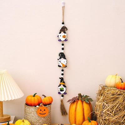 Snug & Styled Rustic Christmas Hanging Decoration Wooden Bead Garland For Festive Home & Party Decor witch