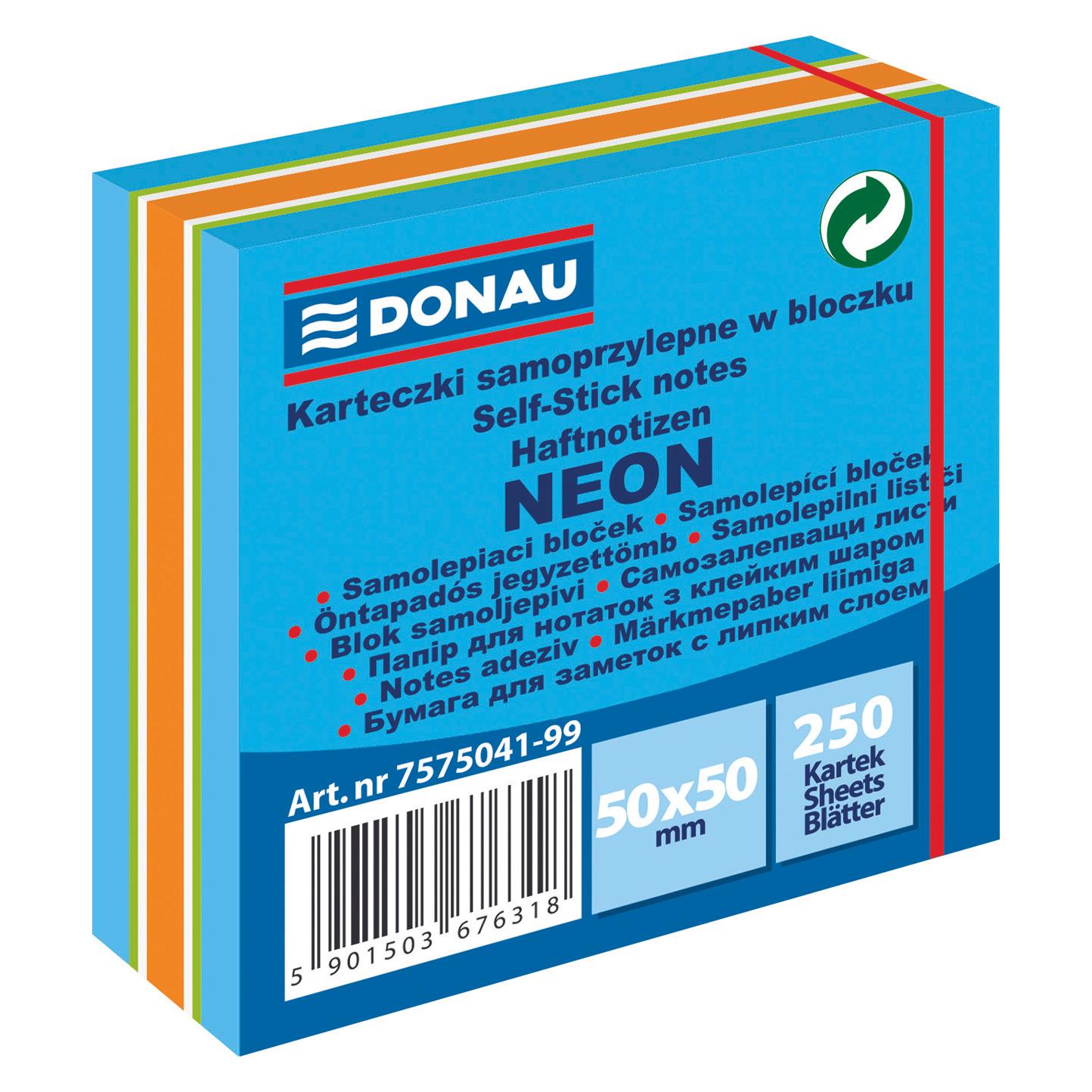 Donau Miniwürfel selbstklebend, 50x50mm, 1x250 blatt, neon-pastell, blau-mix (50 x 50 mm) (7575041-99)