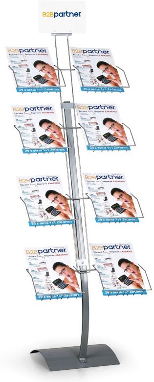 B2B Partner Prospektständer 8xA4, Drahtkorb, silbergrau