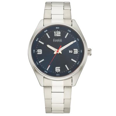 Quarzuhr FIRETTI "classic heritage", silber (edelstahlfarben, blau), Armbanduhren, Herren, Quarzuhr, Armbanduhr, Herrenuhr, Edelstahlarmband, analog, Tag