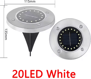 Inspire Picks LED Solar Ground Lights Waterproof Buried Solar Disk Lights For Garden & Pathway 20led white 4pcs