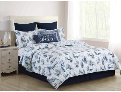 C&F Home Frasier Cotton Reversible Lodge Trees Quilt Set