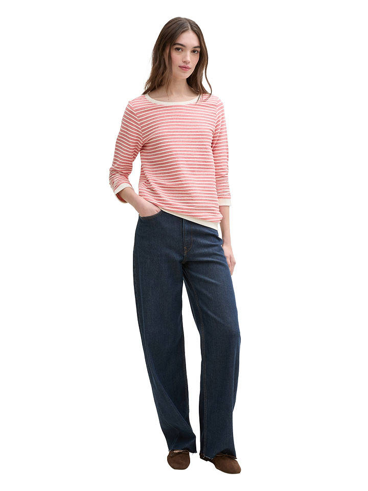 TOM TAILOR Denim Sweatshirts in Rot/ Weiß - M