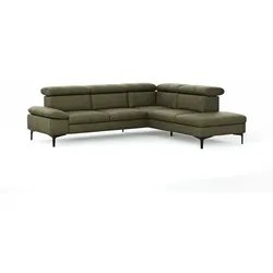 CASEDO Ecksofa Palma Leder Grün Olive