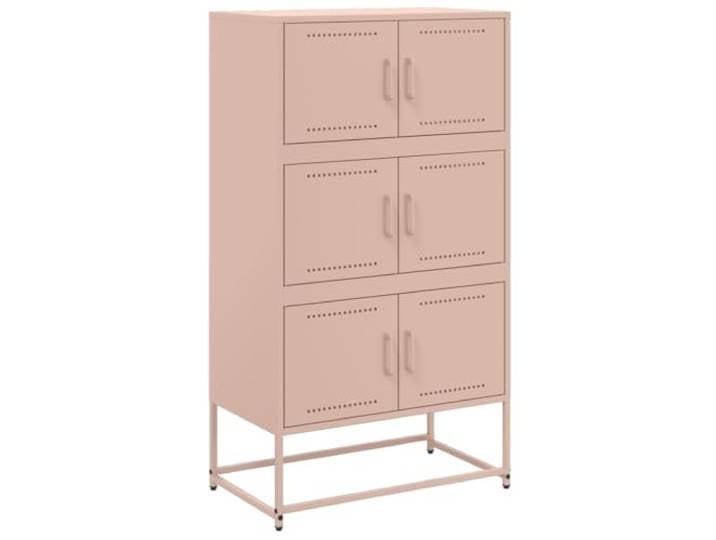 Kaorsrow Sideboard Rosa 68,5x38,5x123,5 cm Metallschrank Stahl Industrie-Kommode mit 6 Fächern und Türen aus robustem Stahl. Ideal für Ordnung im Schlafzimmer und Wohnzimmer.