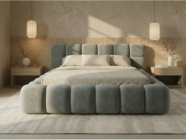 yourhouse24 Polsterbett BOSTON Slim aus Samt, Designer-Bett im Low-Seating Look, Platzsparendes Slim-Format mit großem Bettkasten & 95cm Kopfteil
