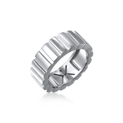 Silberring KUZZOI "Ring Herrenring Maskulin Rillendesign 925 Sterling Silber" Gr. 62, silber, Fingerringe, Herren, 62, Silber 925 (Sterlingsilber), Silberring
