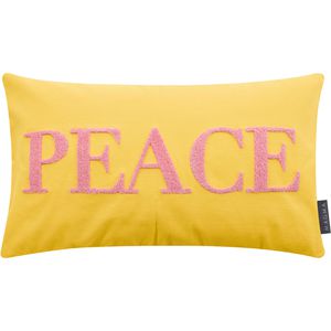 Magma-Heimtex Kissenbezug Jolly 20992003, gelb, aus Baumwolle, mit peace Schriftzug, 30x50 cm