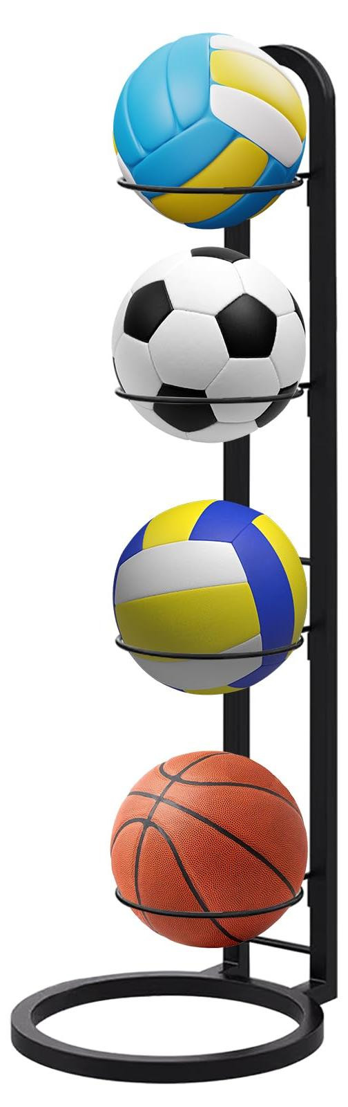 Selius Basketbal Opbergrek Inklapbaar - Zwart Koolstofstaal - 4 Laags Verticale Opslag