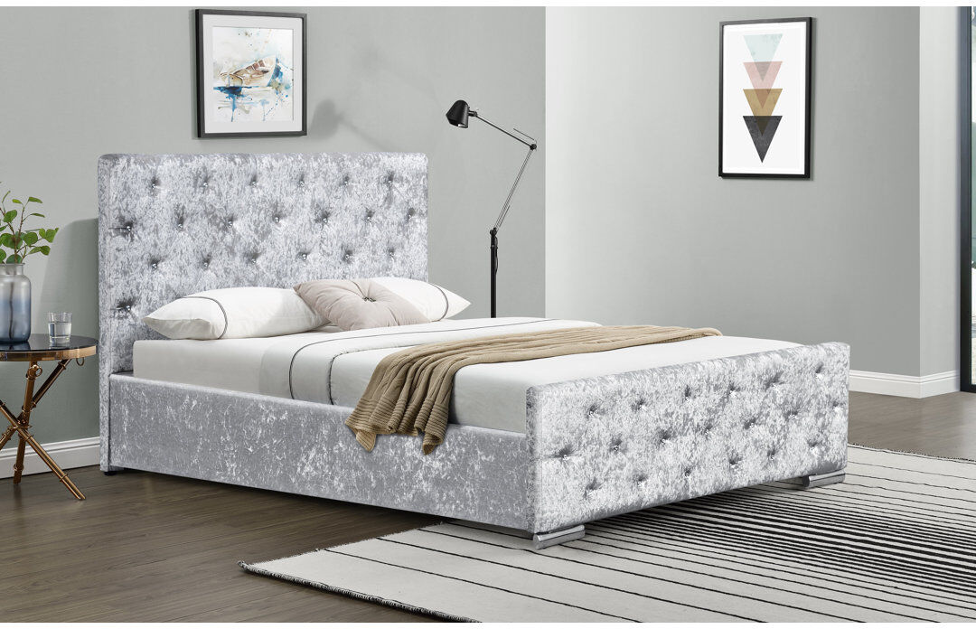 Rosdorf Park Luther Upholstered Bed Silver Double (4'6)