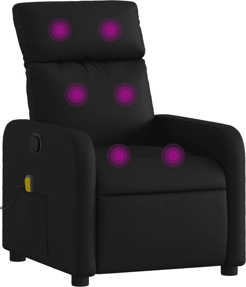 vidaXL Fauteuil inclinable massant en similicuir noir