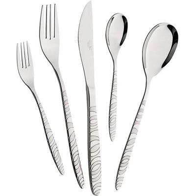 Besteck-Set MULEX "Long Beach", silber (edelstahlfarben), 60 Stk., Edelstahl 18/0, Essbesteck-Sets, teilsatiniert