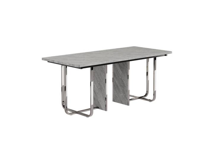 Modfu Esstisch aus MDF und Metall 180x80x75 cm Grau mit stabilen Metallbeinen und pflegeleichter Tischplatte, 80x75x180 cm, Esszimmer, Esstische