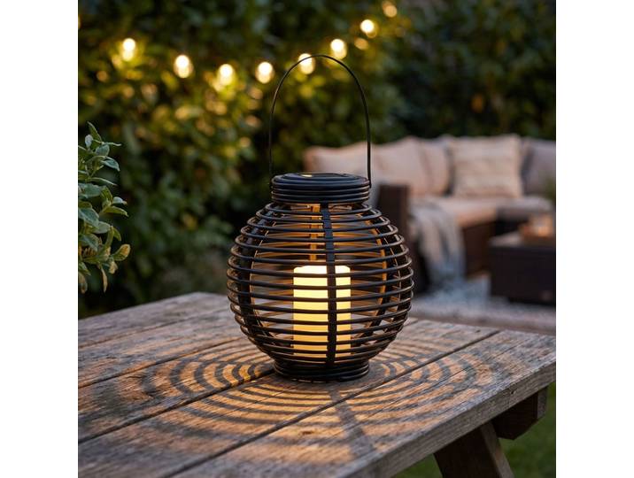 Solarlaterne Kugelförmig mit LED Kerze, Ø21 cm inkl. Aufhängung