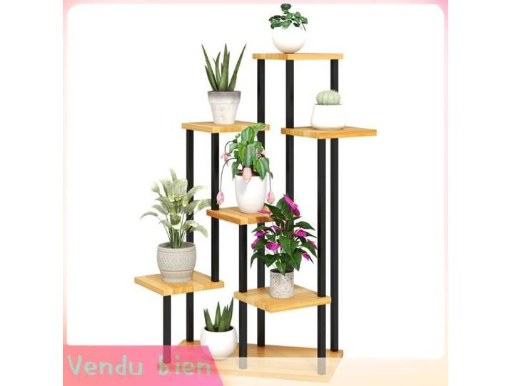 LIA Support plantes 7 niveaux bois naturel acier intérieur/extérieur