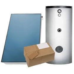 Solaranlage Paket Warmwasser Flachkollektor FK200-2 4,68m2 Solarspeicher 300 l