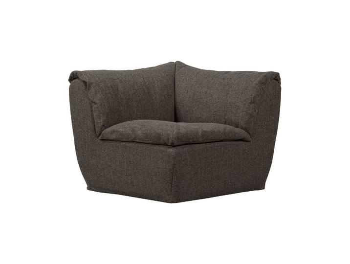 Élément d'angle de canapé 96x96 cm tissu chiné gris chaud BAGGY