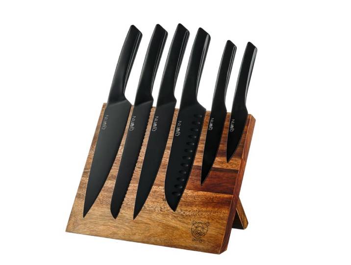Lot de 7 couteaux de cuisine en inox noir