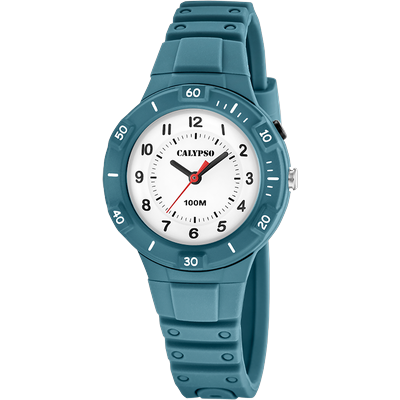 Quarzuhr CALYPSO WATCHES "Easy Time", blau (petrol), Armbanduhren, Kinder, Quarzuhr, Armbanduhr, Silikonarmband, analog