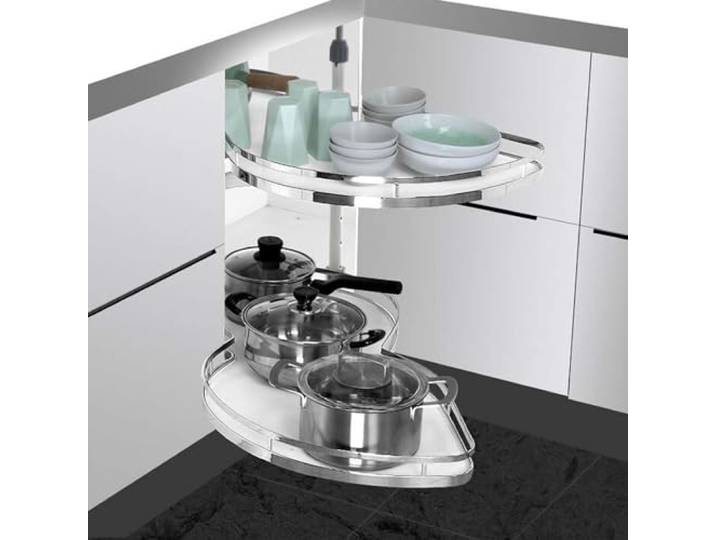 TWHZSAI Eckauszug für Küchenschränke, Küchenaufbewahrung, Eckschrank-Auszug für 36 /900 mm große Schränke, Karussell-Doppelregal, Kücheneckkarussell (weiß rechts)