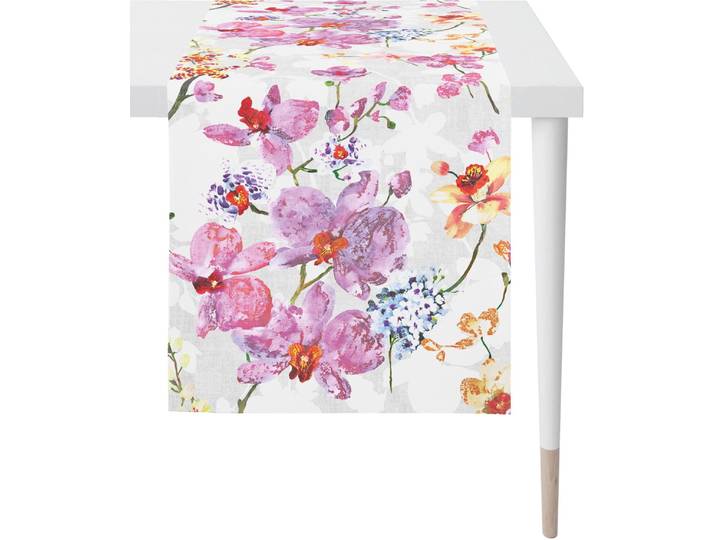Tischläufer APELT 7184 SUMMER GARDEN, Sommerdeko, Sommer , bunt (naturweiß, flieder, gelb, bunt), B:48cm L:140cm, Baumwolle, Tischdecken, Tischläufer, Digitaldruck