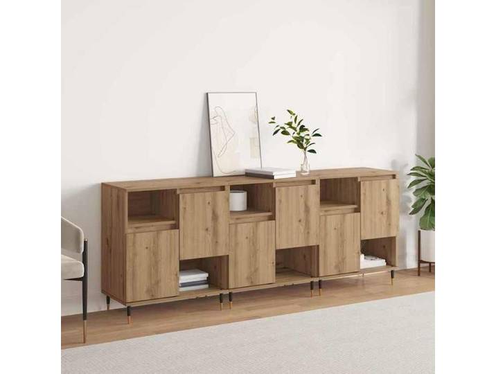 Marron Commode Salon CHIC Buffets 3 pcs Enfilade rangement chêne artisanal 180x35x70 cm N9696