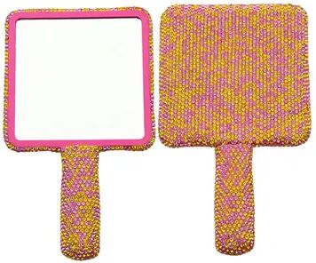 Fusion Finds Luxury Handheld Makeup Mirror With Sparkling Rhinestone Handle Portable Vanity Mirror For Beauty Touch Ups stick Diamond D