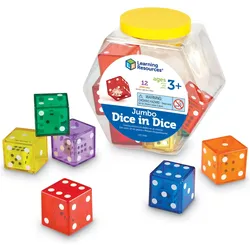 Learning Resources Riesen-Doppelwürfel-Set, Ab 3 Jahren, 12 Würfel mit Aufbewahrungsdose, Fördert Mathematik, Wahrschei