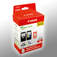 2 Canon Tinten 3712C008 PG-560XL + CL-561XL Doppelpack KCMY + Papier 3712C004