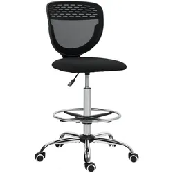 BÜROSTUHL Ergonomischer Schreibtischstuhl mit verstellbarer Fußring Schwarz