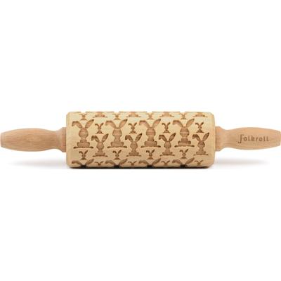 Teigroller FOLKROLL "3D-Motiv-Teigrolle", braun, L:23cm, Massivholz, Teigroller, Osterhasen