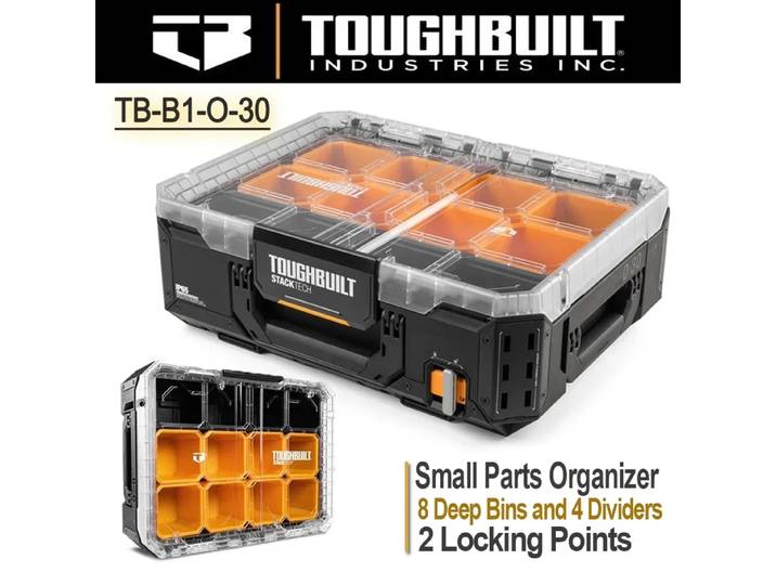 Boîte à outils TOUGHBUILT, ensemble complet d'empilage de boîtes à outils multifonctions extra épaisses TB-B1-O-30