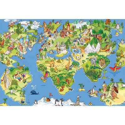 Fototapete PAPERMOON "Kids World Map", bunt, B:4m L:2,6m, Vlies, Tapeten