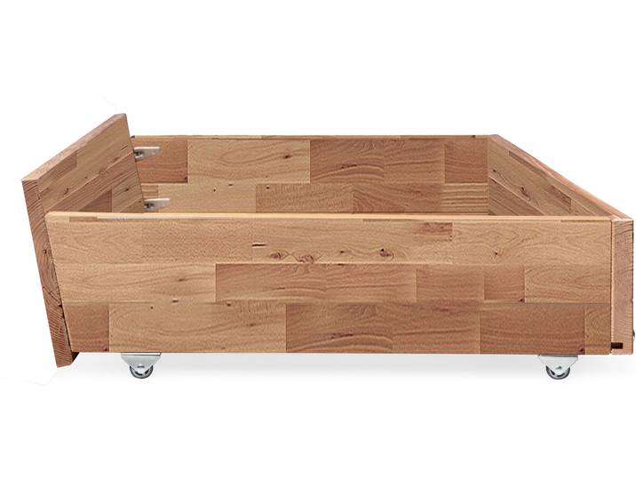 LÖWEN Bettschublade groß auf Rollen, Material Massivholz Buche