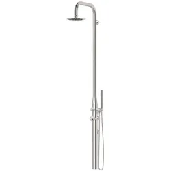 Sined Pula, Wanddusche aus Edelstahl AISI 316L Nautisch, Mischbatterie, großer Duschkopf, einfache Installation, 3 Befestigungspunkte, Warm-/Kaltwasse
