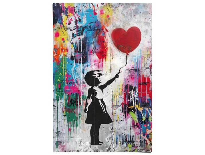 REINDERS Poster, Concrete Balloon Girl, Kinderzimmer, Poster, Wanddeko, Room Decor, Bilderdruckpapier, Mehrfarbig, 91,5 x 61