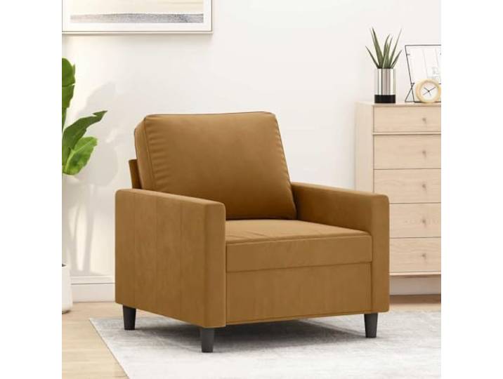 HEFZGDB Braun Samt Sessel 60 cm Weich Luxuriös Metallgestell Robust Stabiles Design Modern Komfortabel Entspannung Lesen Fernsehen