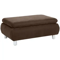 HOCKER Kaye Bezug Veloursstoff Metallfuß verchromt / braun