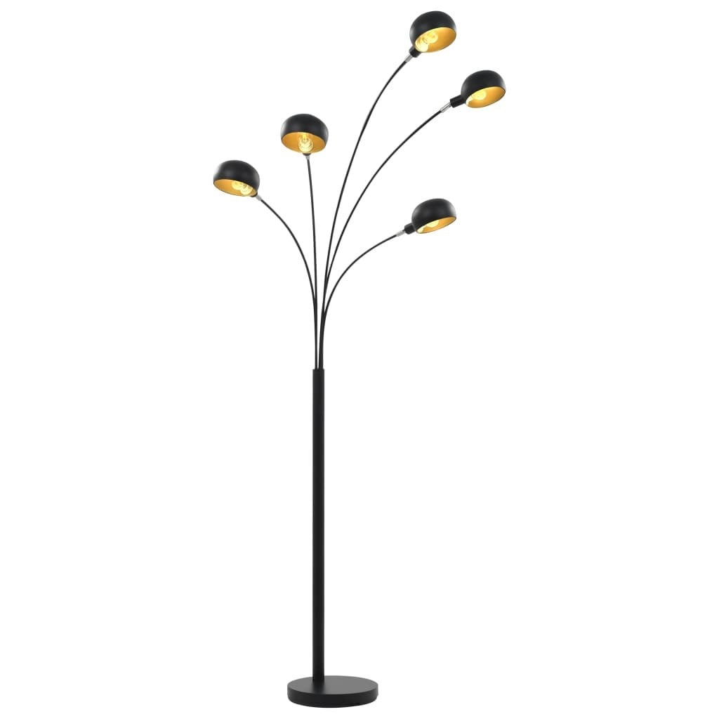 vidaXL Vloerlamp Booglamp Zwart en Goud
