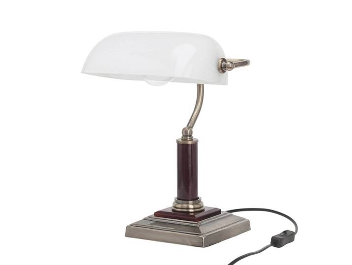 Lampe Bankir 26 x 34cm Blanc/Doré/Laiton Métal / Bois / Verre E27