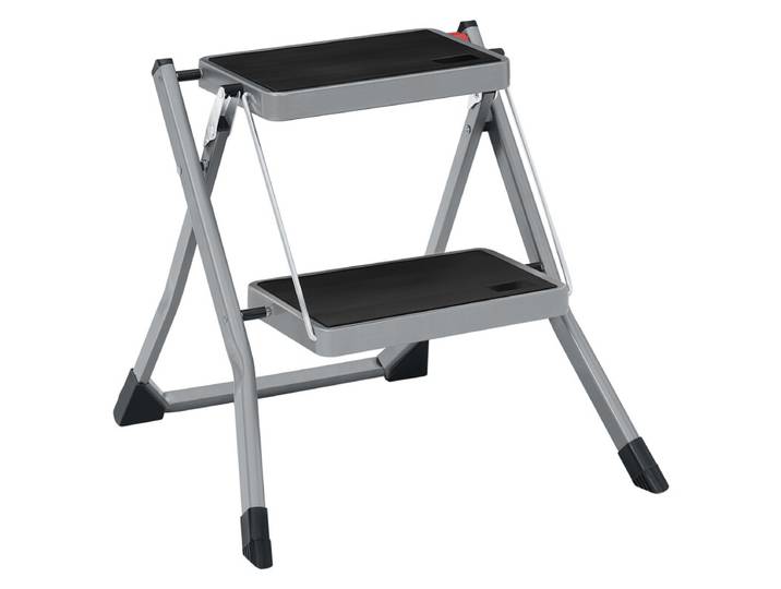 JOYFURNOS Échelle à 2 marches marchepied pliable robuste avec marches antidérapantes charge 150 kg 55 x 50 x 4,5 cm gris