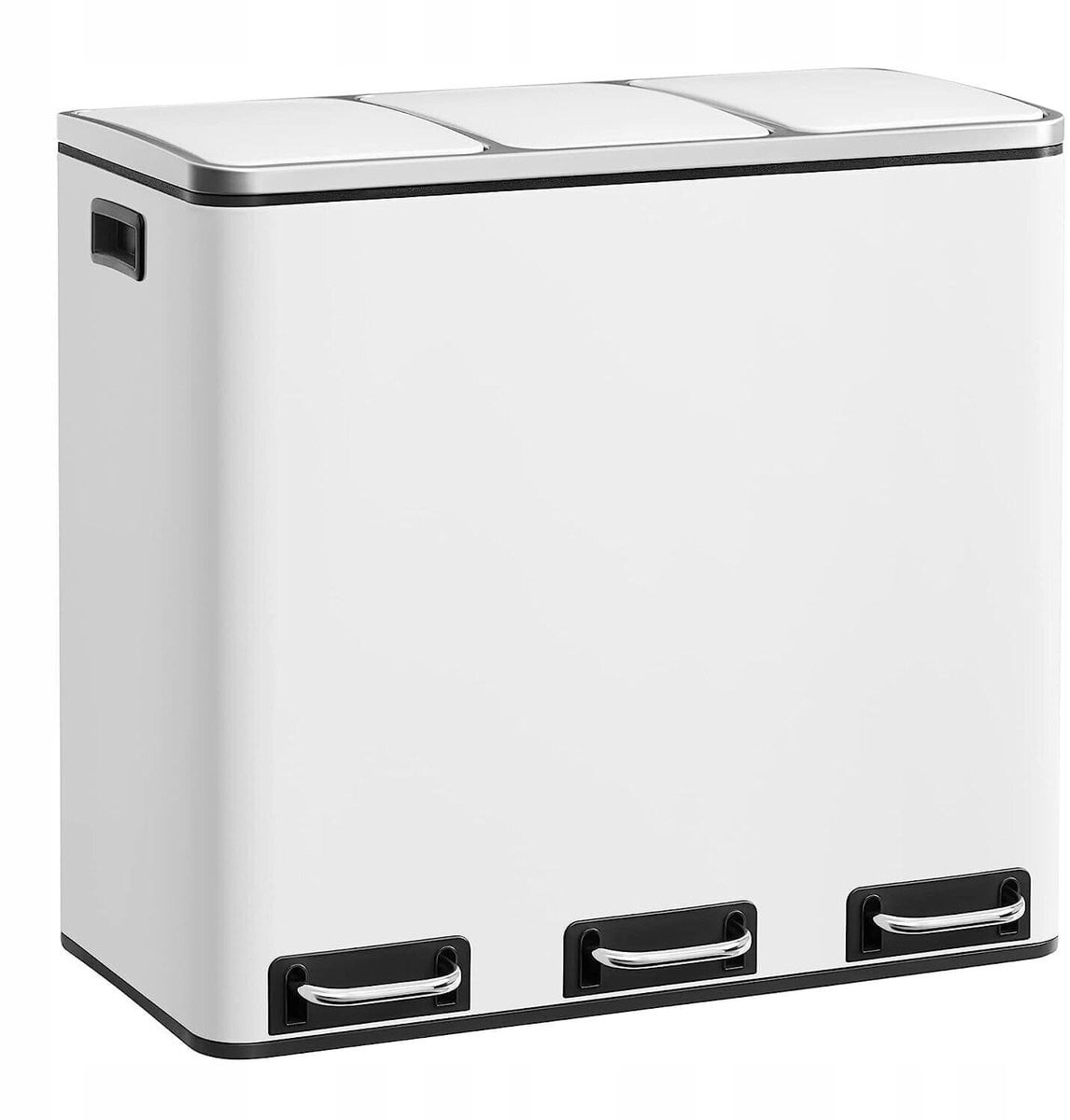 Songmics Keukenafvalemmer met 3 compartimenten, 3 x 18L, Pedaalemmer met Softclose, Wit LTB54WT