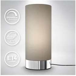 B.K.Licht, Tischlampe, Tischleuchte, chrom-taupe, 1xE14/40W max. exkl. (E14)