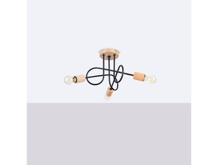 Suspension noire et bois à 3 lumières