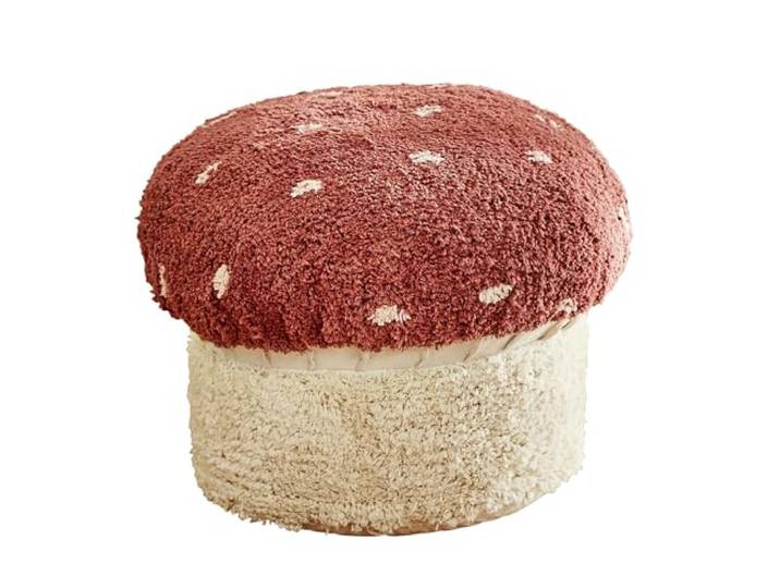 Loberon Kinderhocker Norilie, rot/weiß Baby, Kids, Pilz, Kuschelig-weiche Baumwolle, Verspieltes Pilz-Design, Waschbarer Bezug