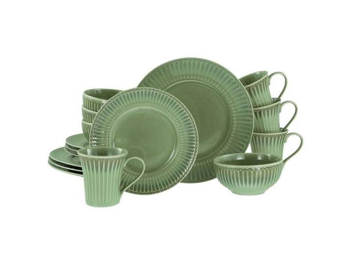 Creatable Kombiservice Celadon Grün, Salbeigrün, Keramik, 16-teilig, 330 ml,400 ml, stapelbar, Essen & Trinken, Geschirr, Geschirr-Sets, Kombiservice