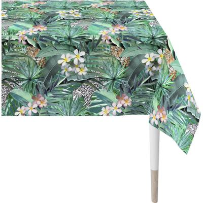 Tischdecke APELT "6852 SUMMERTIME, Sommerdeko, Sommer", bunt (grün, bunt), B:150cm L:250cm, Baumwolle, Tischdecken, Tischdecke, mit tropischem Motiv, Digitaldruck