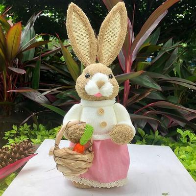 Uplifted Goods Handcrafted Standing Easter Bunny Cattail Ornament pink 1pc